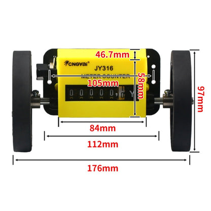 CNGyai High-Precision Mechanical Meter/Yard Counter For Roller-Type Textile Machines, Specification: JY316 Yard Counter 6 Digits
