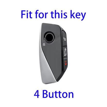 For 2024 BMW X7 Hallmo Cowhide Car Key Protection Cover(Brown)