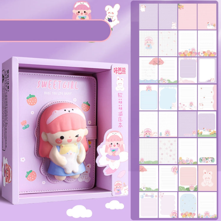 Kabaxiong Carnet/Journal A5 3D Squishy Anti-Stress Mignon 100 pages intérieures (Sweet Girl)