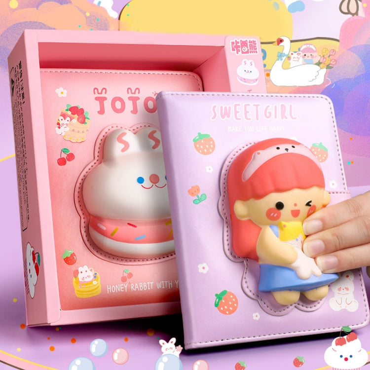 Kabaxiong A5 Size 3D Squishy Destress Cute Notebook Diary 100 Inner Pages(Honey Rabbit)