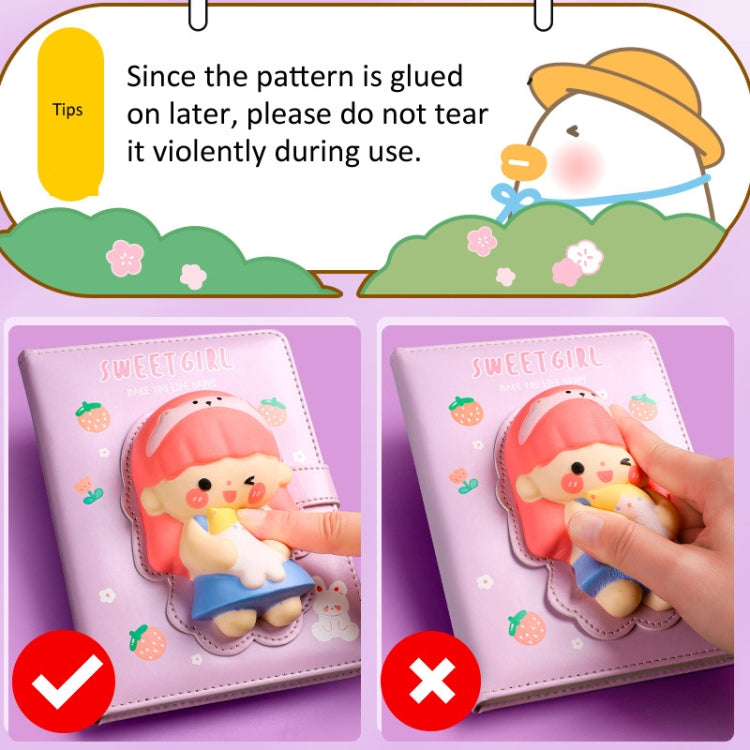 Kabaxiong A5 Size 3D Squishy Destress Cute Notebook Diary 100 Inner Pages(Honey Rabbit)