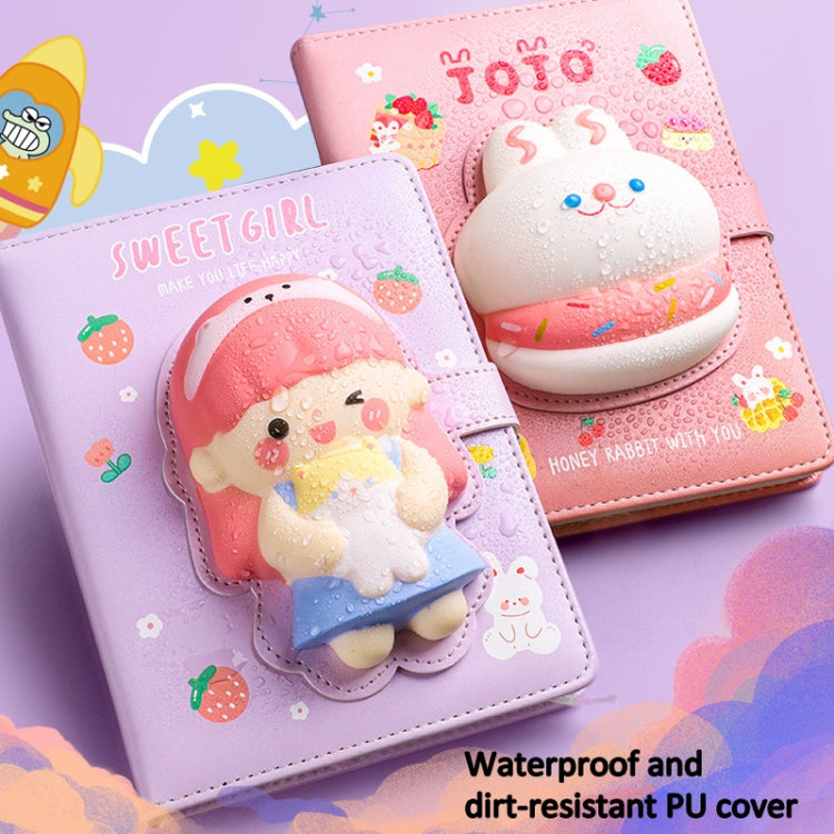Kabaxiong A5 Size 3D Squishy Destress Cute Notebook Diary 100 Inner Pages(Honey Rabbit)