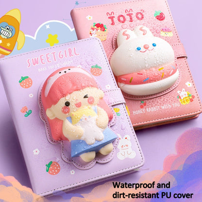Kabaxiong A5 Size 3D Squishy Destress Cute Notebook Diary 100 Inner Pages(Honey Rabbit)