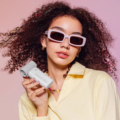 JisuLife High Speed Handheld Small Fan Mini Portable USB Rechargeable Desktop Cooling Electric Fan, Battery Capacity: 5000mAh(Black)