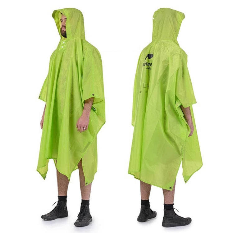 Naturehike 210T Plaid Outdoor Rain Poncho 3 In 1 Canopy Riding Travel Portable Backpacking Raincoat(Green)