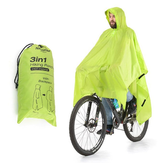 Naturehike 210T Plaid Poncho de pluie d'extérieur 3 en 1, coupe-vent, voyage, randonnée, imperméable (Bleu)