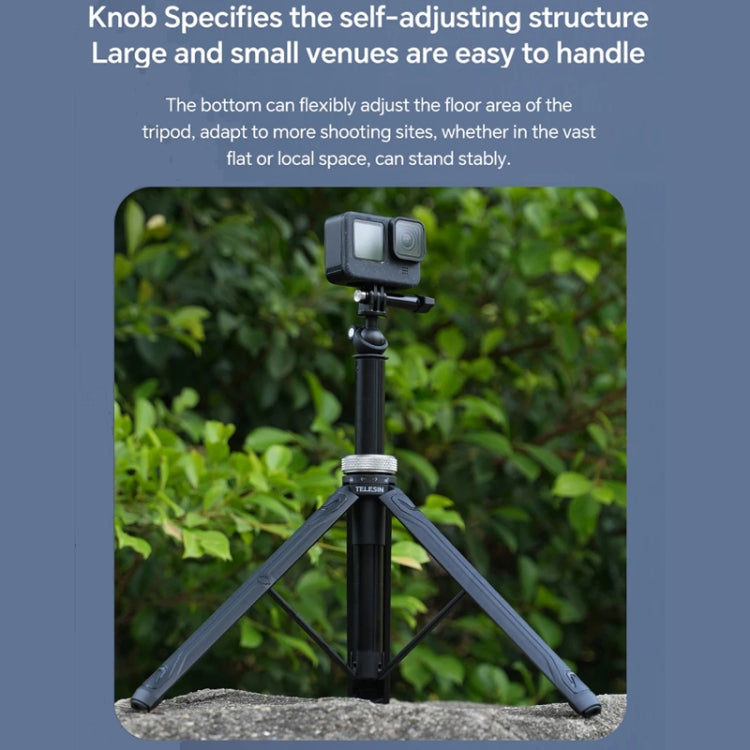 TELESIN 360 Degree Rotation 1.5m Selfie Stick Foldable Tripod For GoPro Hero / Insta360 /  DJI Osmo Action(Black)