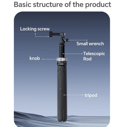 TELESIN 360 Degree Rotation 1.5m Selfie Stick Foldable Tripod For GoPro Hero / Insta360 /  DJI Osmo Action(Black)