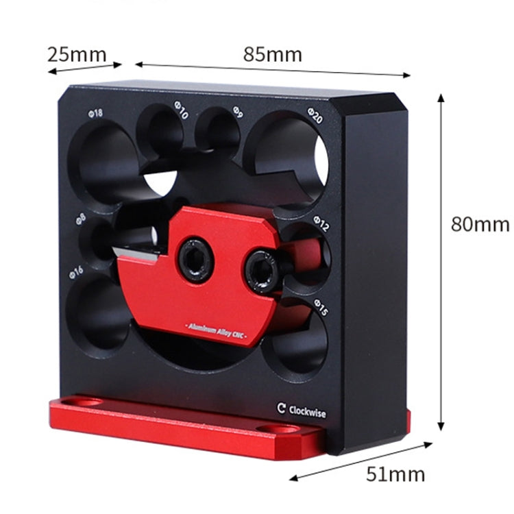 RUITOOL 8pcs / Set Adjustable 8-Hole Drill Rounders Woodworking DIY Tools, Color: Red And Black