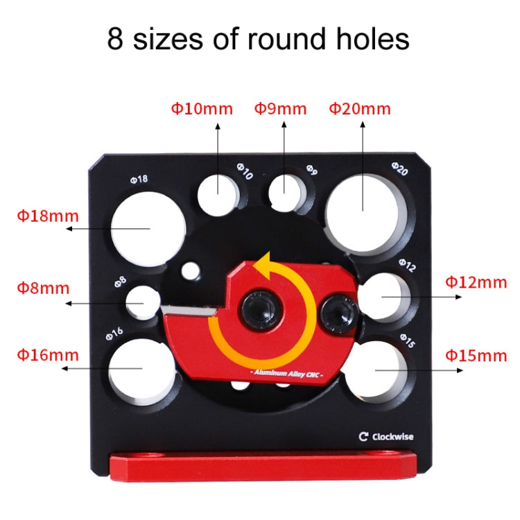 RUITOOL 8pcs / Set Adjustable 8-Hole Drill Rounders Woodworking DIY Tools, Color: Silver And Red