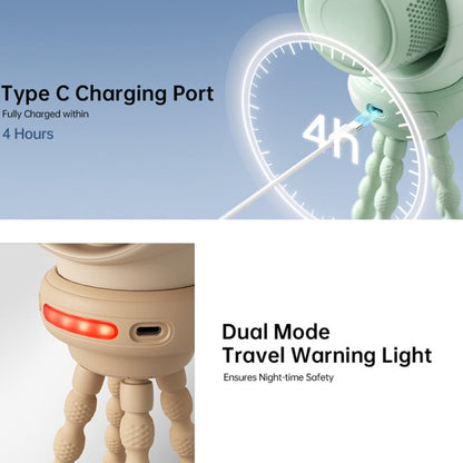 JisuLife Stroller Fan Life2S High Speed Energy Saving Stroller Mini Fan Octopus Bladeless Swingable Head Air Purifying Fan(Mint Green)