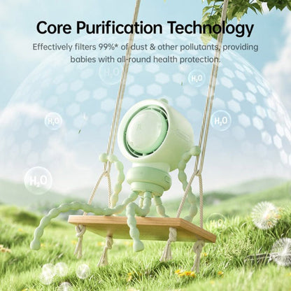 JisuLife Stroller Fan Life2S High Speed Energy Saving Stroller Mini Fan Octopus Bladeless Swingable Head Air Purifying Fan(Mint Green)