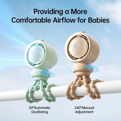 JisuLife Stroller Fan Life2S High Speed Energy Saving Stroller Mini Fan Octopus Bladeless Swingable Head Air Purifying Fan(Mint Green)