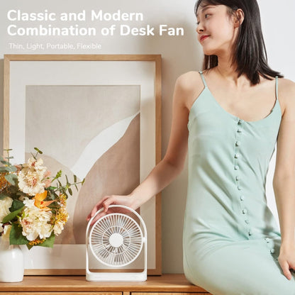 JisuLife FA19 4000mAh Wireless Rechargeable Desktop Mini Fan Silent Portable Fan(White)