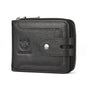 BULL CAPTAIN 232 Portefeuille Homme Zippé Antivol RFID en Cuir de Vachette Vintage Porte-Cartes de Visite (Noir)