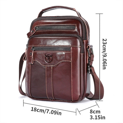 BULL CAPTAIN 0400 Large-Capacity First-Layer Cowhide Retro Single-Shoulder Crossbody Bag(Black)