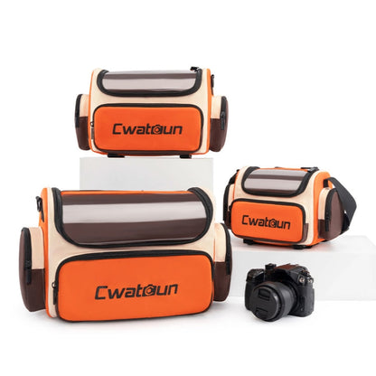 Cwatcun D121 Shoulder Crossbody Camera Bag Colorful Large Capacity Waterproof Digital Photography Bag, Color: Small Orange Red