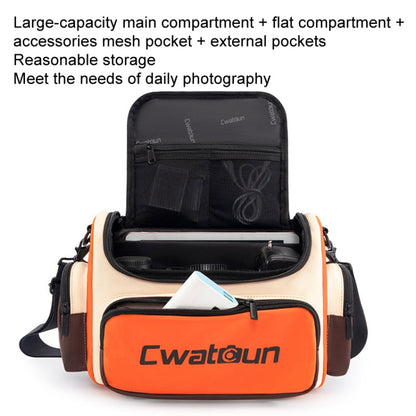 Cwatcun D121 Shoulder Crossbody Camera Bag Colorful Large Capacity Waterproof Digital Photography Bag, Color: Small Orange Red