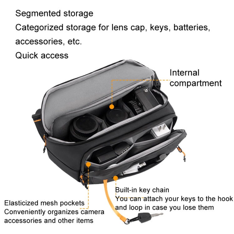 Cwatcun D133 Camera Chest Bag Multi-functional Handheld Slanting Cross Shoulder Camera Casual Bag, Color: Large Black