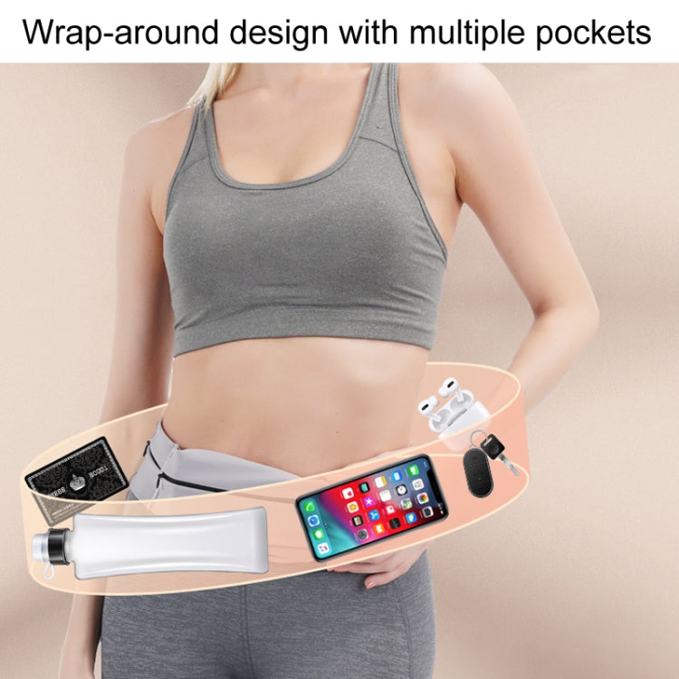 Large OUDU Outdoor Sports Portable Wrap-Around Waist Pack Unisex Cell Phone Bag(Light Pink)