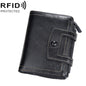 Baellerry D5112 RFID Anti-Theft Multi-Card Slot Buckle Tri-fold Zipper Short Wallet Coin Purse(Black)