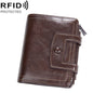 Baellerry D5112 RFID Anti-Theft Multi-Card Slot Buckle Tri-fold Zipper Short Wallet Coin Purse(Coffee)