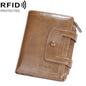 Baellerry D5112 RFID Antivol Multi-fentes Boucle Portefeuille Court à Trois Volets Zippé Porte-Monnaie (Marron)