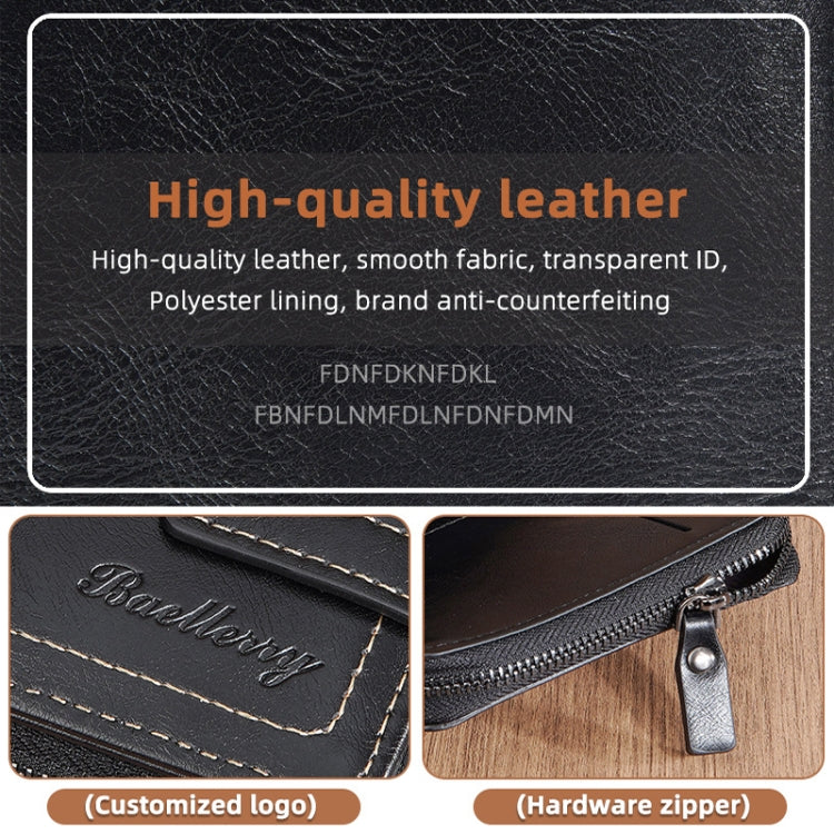 Baellerry D5112 RFID Anti-Theft Multi-Card Slot Buckle Tri-fold Zipper Short Wallet Coin Purse(Coffee)