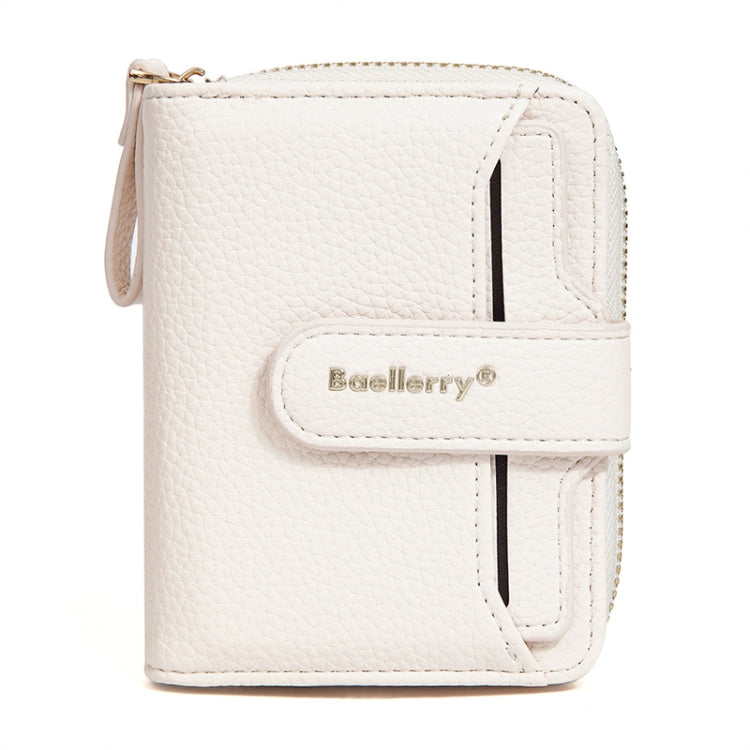 Baellerry N1915 Lychee Pattern Multi-card Slot Zipper Women Short Wallet(Milk Apricot)