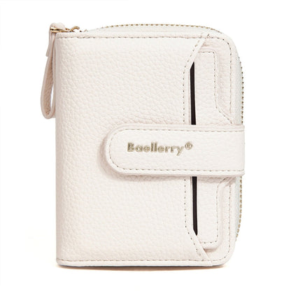 Baellerry N1915 Lychee Pattern Multi-card Slot Zipper Women Short Wallet(Milk Apricot)