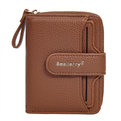 Baellerry N1915 Lychee Pattern Multi-card Slot Zipper Women Short Wallet(Brown)