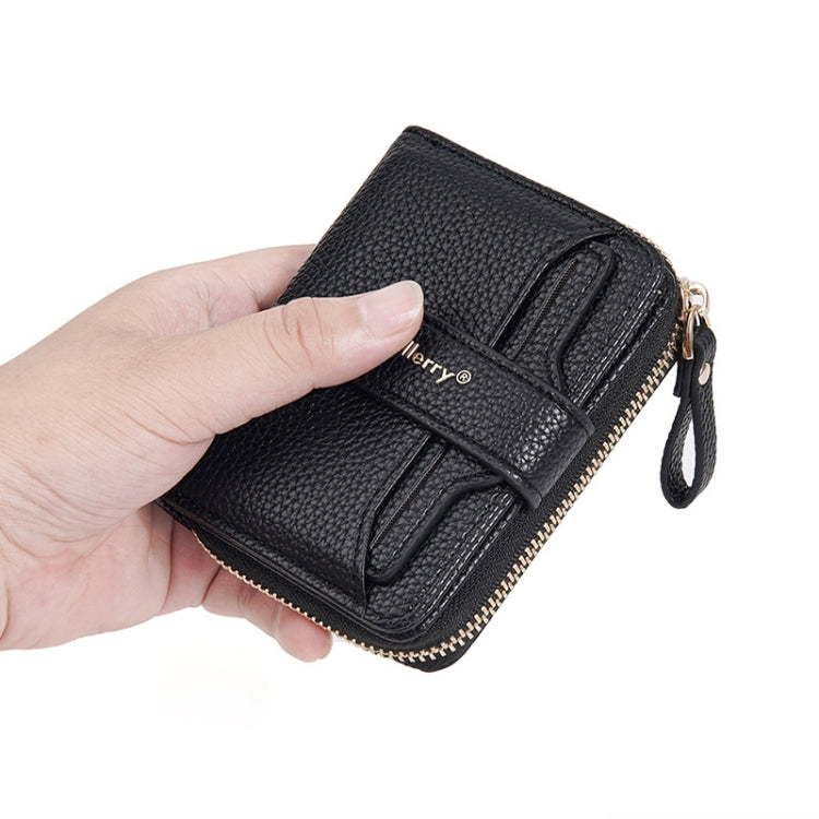 Baellerry N1915 Lychee Pattern Multi-card Slot Zipper Women Short Wallet(Brown)