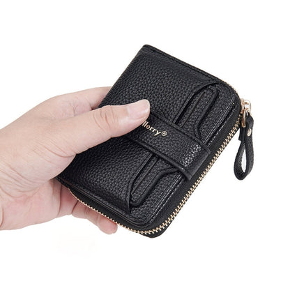 Baellerry N1915 Lychee Pattern Multi-card Slot Zipper Women Short Wallet(Brown)