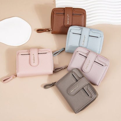 Baellerry N1915 Lychee Pattern Multi-card Slot Zipper Women Short Wallet(Black)