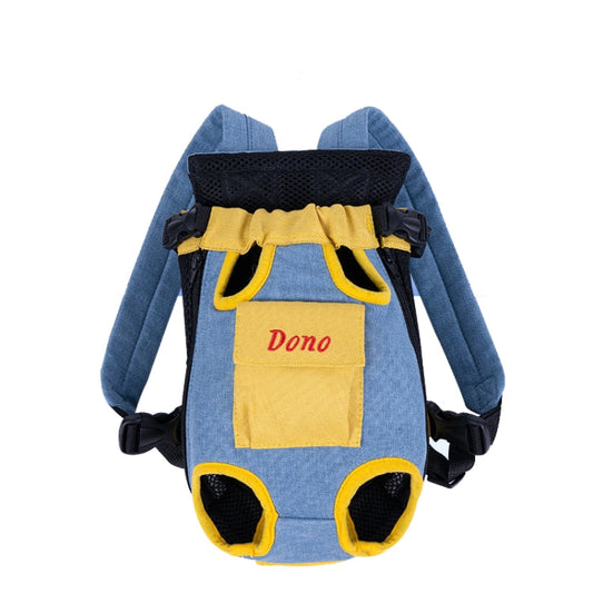 Sac à dos de transport respirant à quatre pattes pour animaux de compagnie DONO, taille: S (bleu jaune)