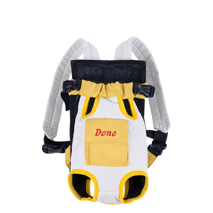 DONO Pet Four-legged Bag Outdoor Carrying Bag Breathable Backpack, Size: L(Yellow White)