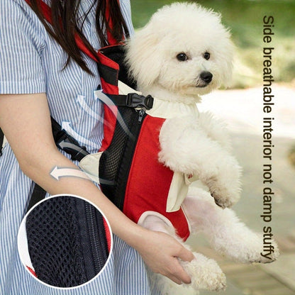 DONO Pet Four-legged Bag Outdoor Carrying Bag Breathable Backpack, Size: M(Red White)