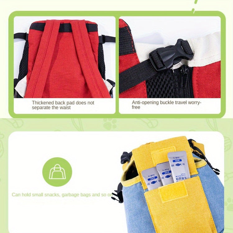 DONO Pet Four-legged Bag Outdoor Carrying Bag Breathable Backpack, Size: S(Blue Yellow)