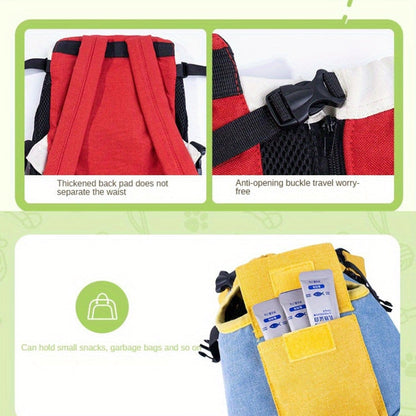 DONO Pet Four-legged Bag Outdoor Carrying Bag Breathable Backpack, Size: S(Blue Yellow)