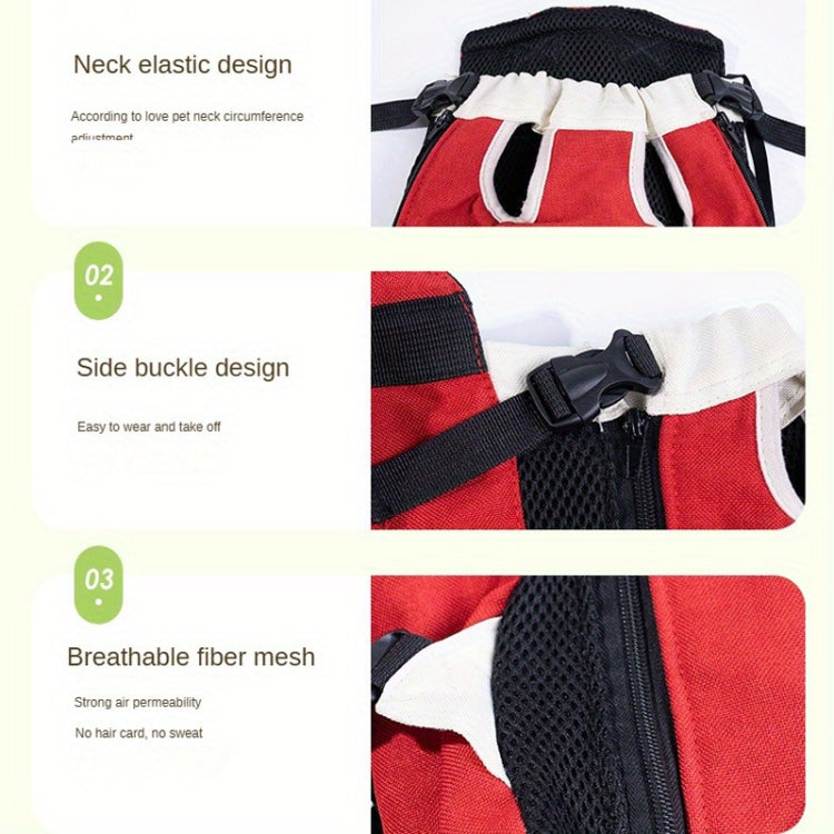 DONO Pet Four-legged Bag Outdoor Carrying Bag Breathable Backpack, Size: M(Red White)