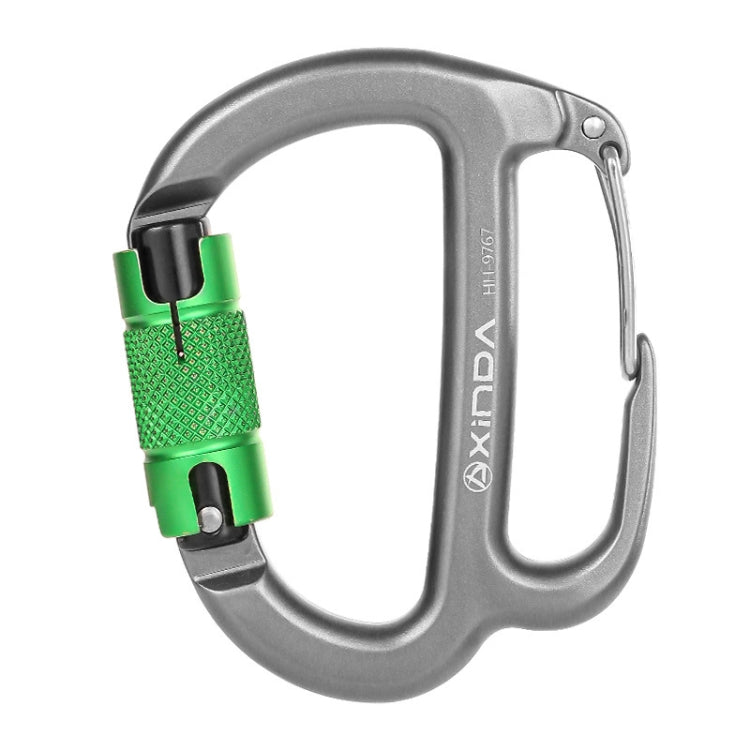 XINDA HH-9767 Descendeurs Frein Rappel en H avec Loquet de Sécurité (Gris+Écrou Vert)