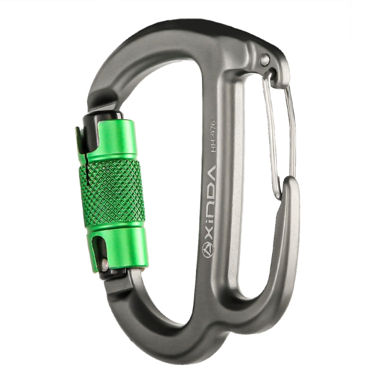 XINDA HH-9767 Descendeurs Frein Rappel en H avec Loquet de Sécurité (Gris+Écrou Vert)