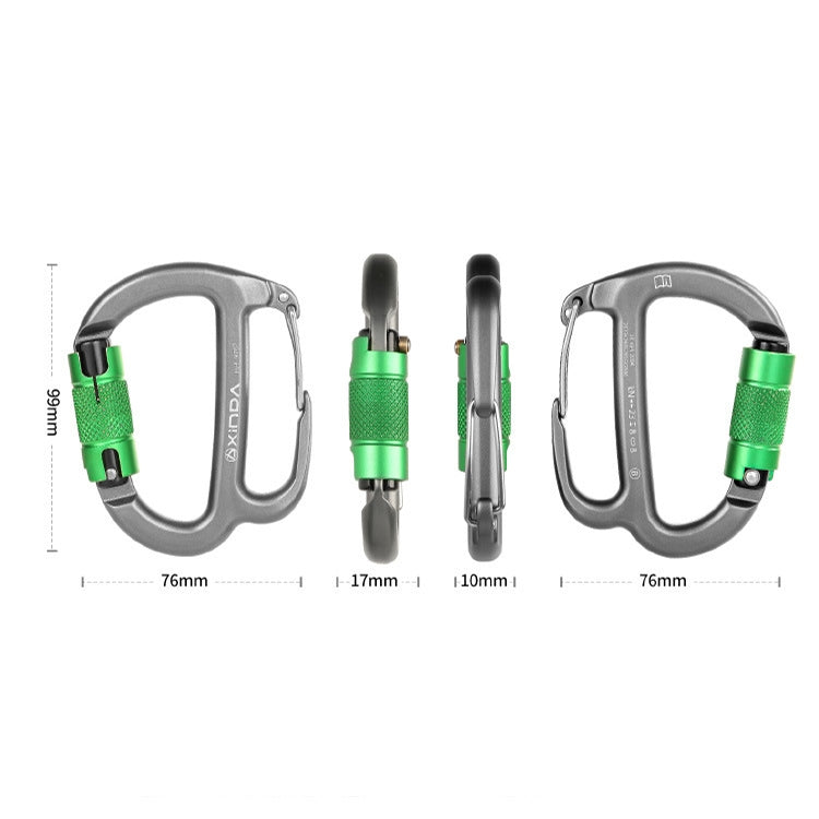 XINDA HH-9767 Descendeurs Frein Rappel en H avec Loquet de Sécurité (Gris+Écrou Vert)