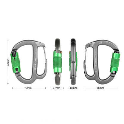 XINDA HH-9767 Descendeurs Frein Rappel en H avec Loquet de Sécurité (Gris+Écrou Vert)