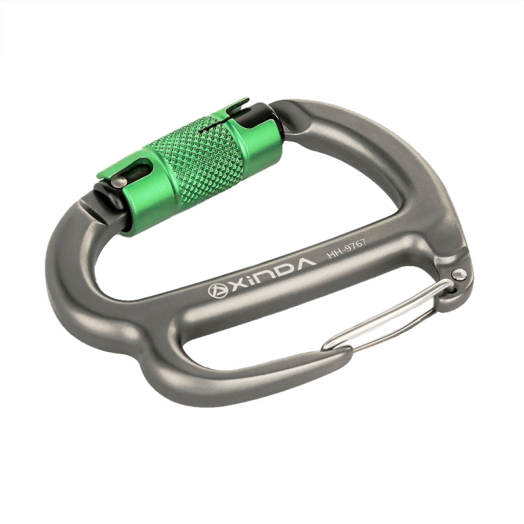 XINDA HH-9767 Descendeurs Frein Rappel en H avec Loquet de Sécurité (Gris+Écrou Vert)