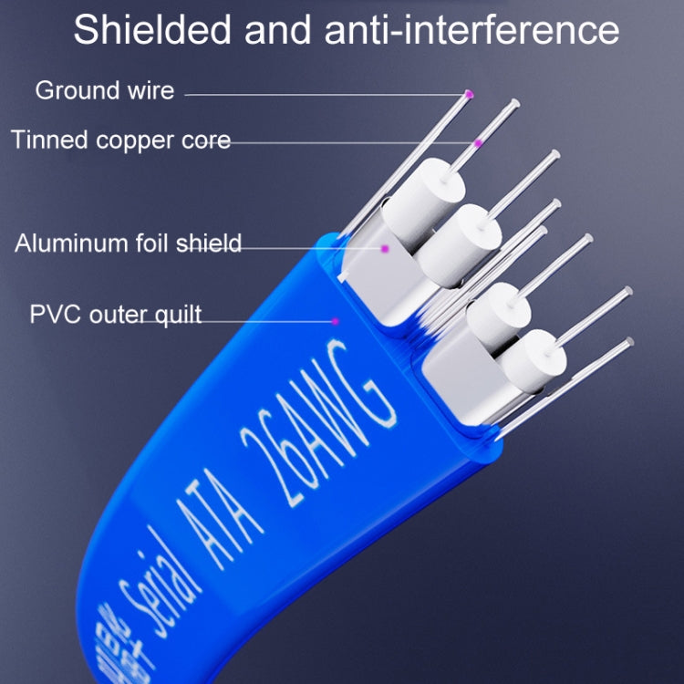 0.45m JINGHUA U510B High Speed SATA3.0 SSD Serial Cable(Black Straight To Bend)
