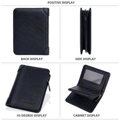 Baellerry DR113 RFID Anti-Theft Retro Multi-Card Slot Tri-Fold Short Wallet(Black)