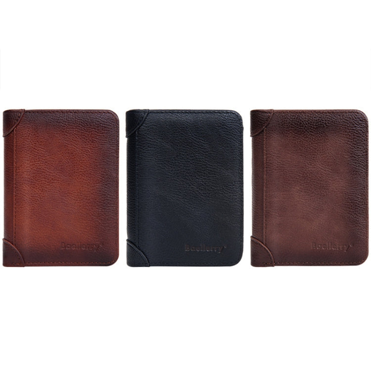 Baellerry DR113 RFID Anti-Theft Retro Multi-Card Slot Tri-Fold Short Wallet(Black)