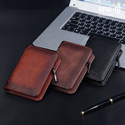 Baellerry DR113 RFID Anti-Theft Retro Multi-Card Slot Tri-Fold Short Wallet(Black)