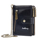 Baellerry D3261 Portefeuille Court Rétro à Multiples Fentes et Double Fermeture Éclair avec Porte-Monnaie (Noir)